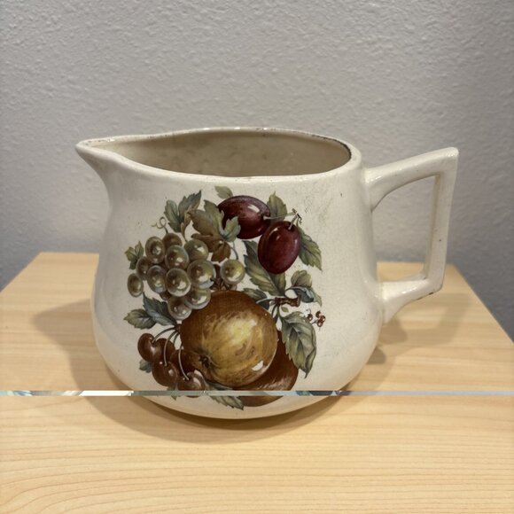Vintage McCoy Pottery Pitcher Autumn Leaves Grape Fruit Nut Crazing Farmhouse - Picture 12 of 12
